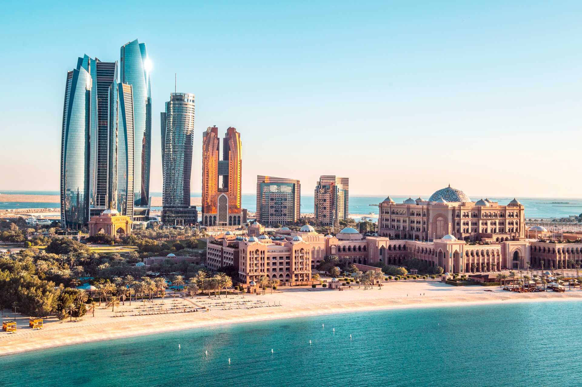 Skyline i Abu Dhabi, Förenade Arabemiraten.