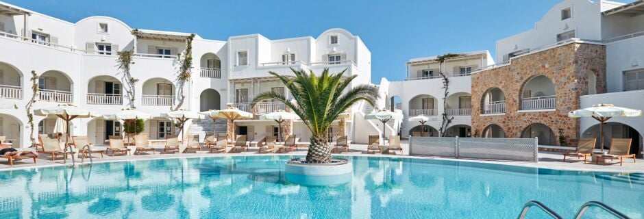 Hotell Aegean Plaza på Santorini, Grekland.