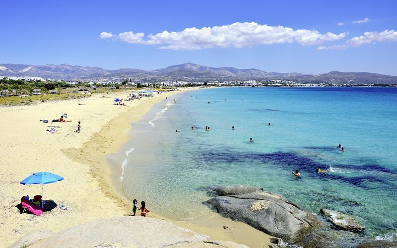 Agios Prokopios Beach på Naxos, Grekland.