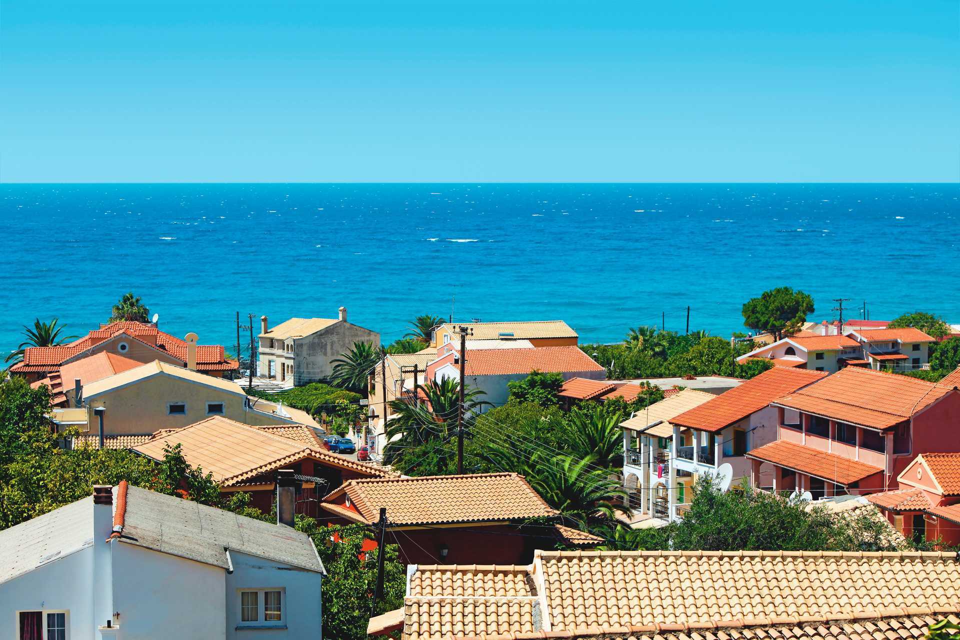 Agios Gordis på Korfu, Grekland.