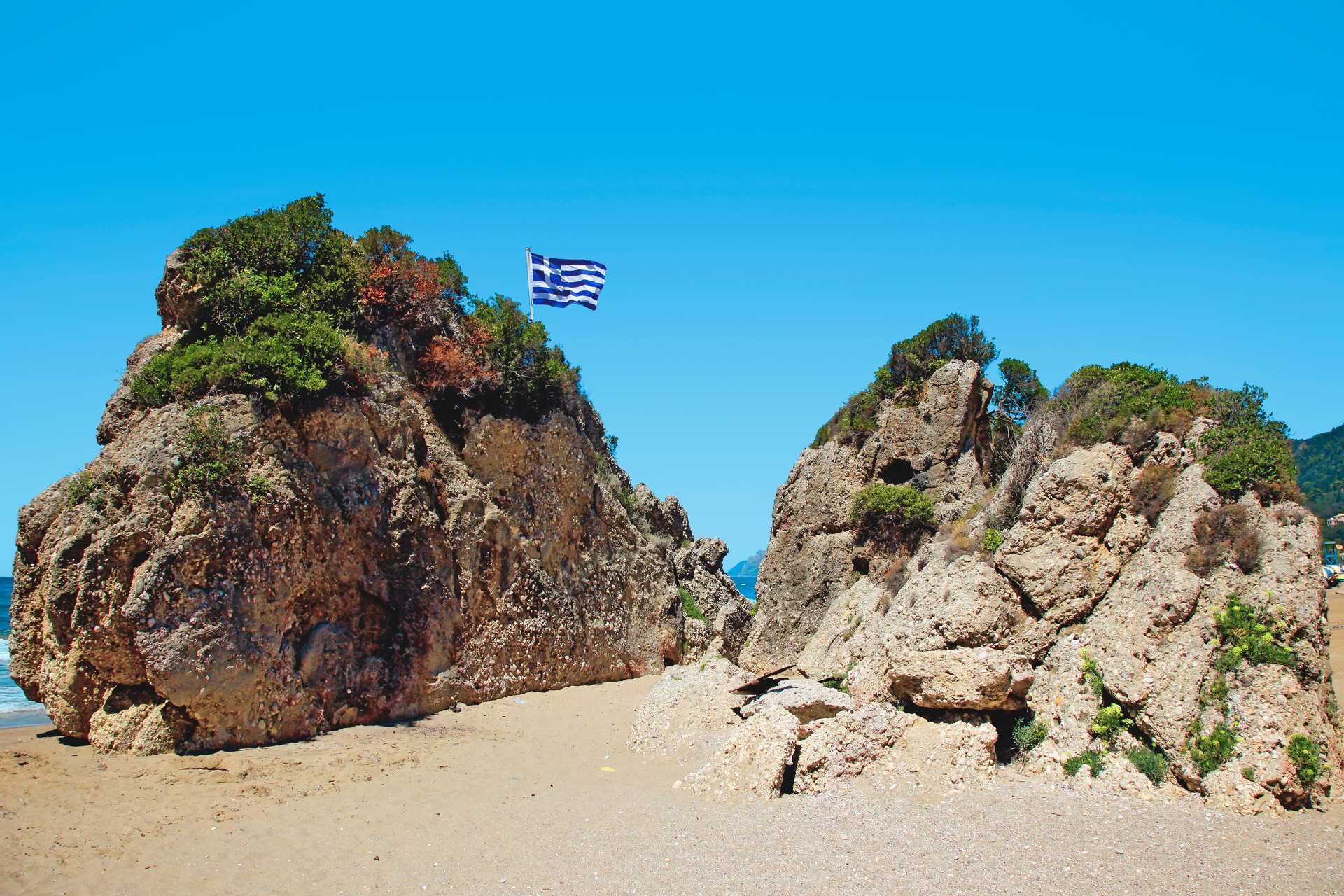 Agios Gordis på Korfu, Grekland.