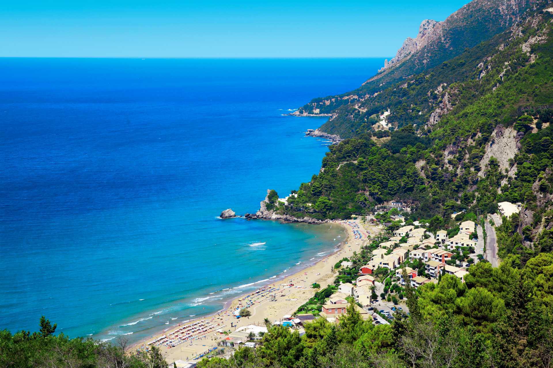 Glyfada på Korfu, Grekland.