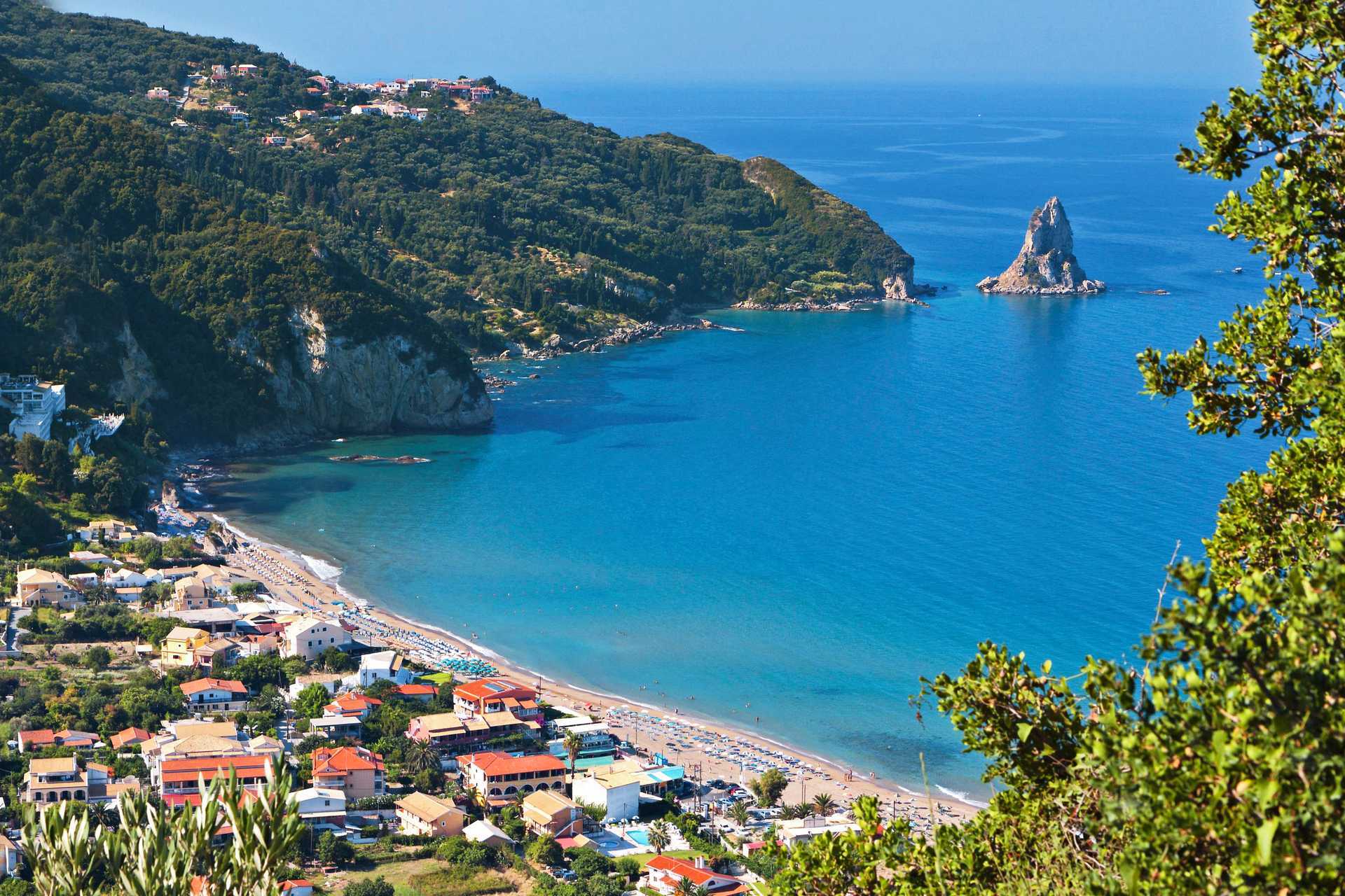 Agios Gordis på Korfu, Grekland.