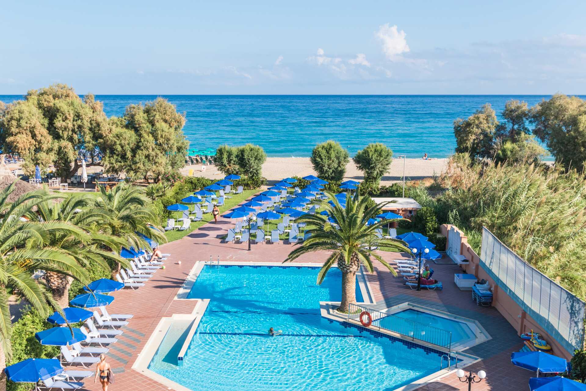 Poolområdet på hotell Akti Chara i Rethymnon på Kreta, Grekland.