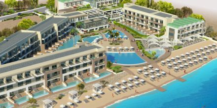 Skissbild av stranden vid hotell Amira Luxury Resort