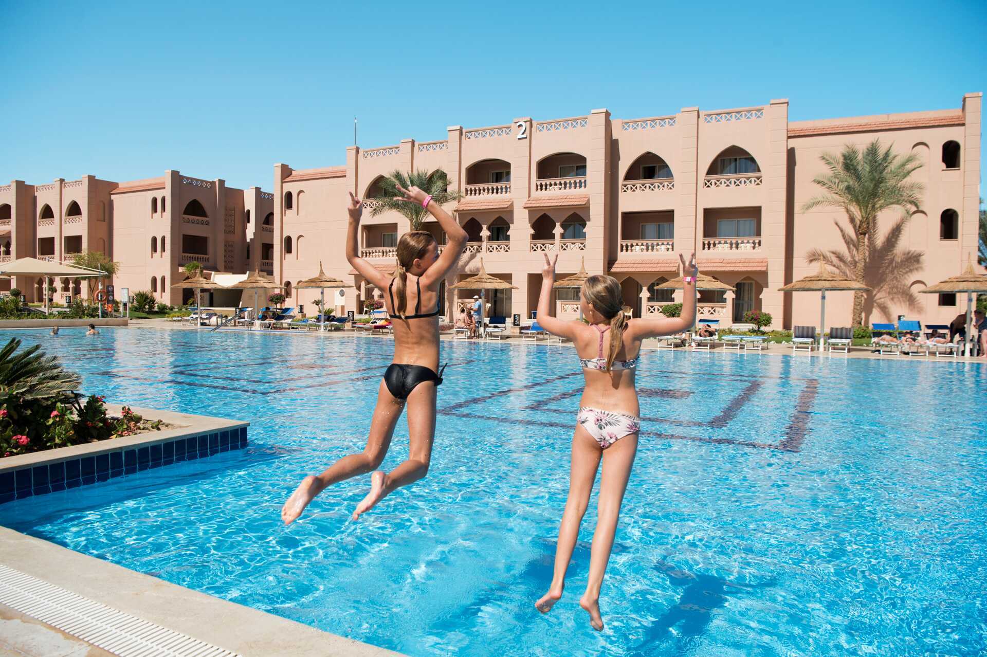 Poolområdet på hotell Aqua Vista i Hurghada, Egypten.