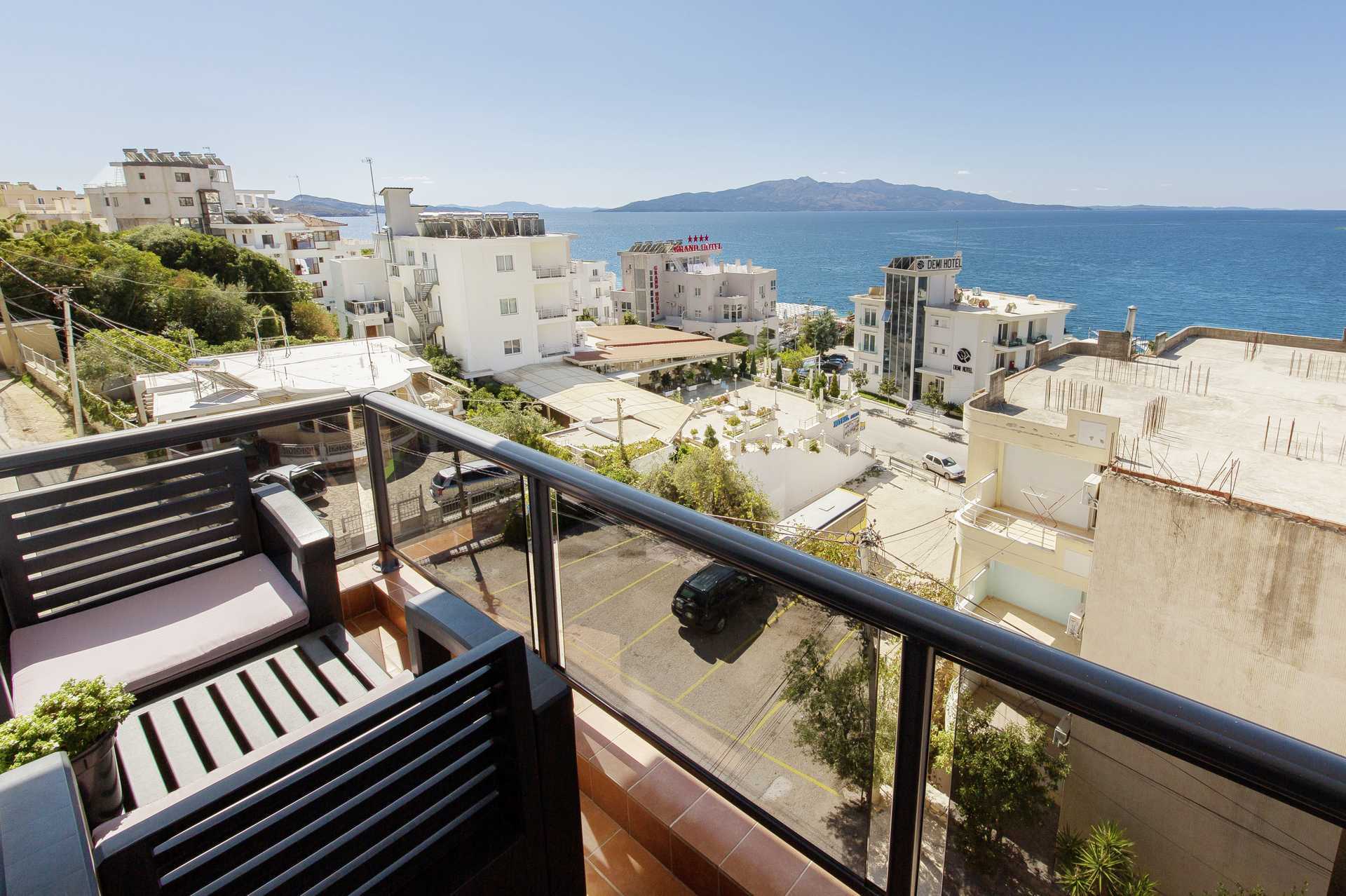 Balkong på hotell Brilant i Saranda, Albanien.
