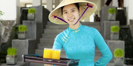 Njut av en svalkande juice på hotell Blue Ocean Resort i Phan Thiet, Vietnam.