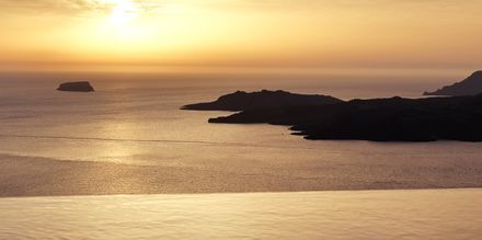 Solnedgång på hotell Caldera's Lillium, Santorini.