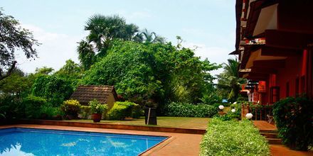 Poolområdet på hotell Chalston Beach Resort i Goa, Indien.