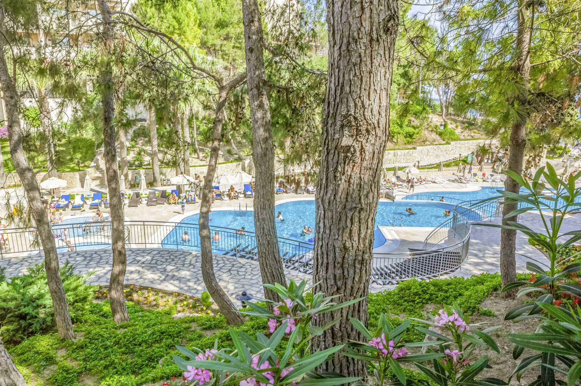 Poolområde på hotell Melas Holiday Village i Side, Turkiet.