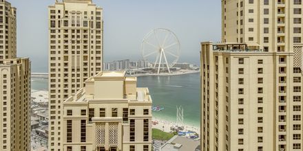 Utsikt från hotell Delta by Marriott Jumeirah Beach i Dubai, Förenade Arabemiraten.