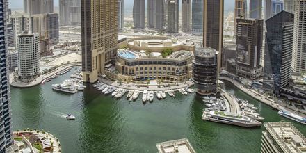 Utsikt från hotell Delta by Marriott Jumeirah Beach i Dubai, Förenade Arabemiraten.