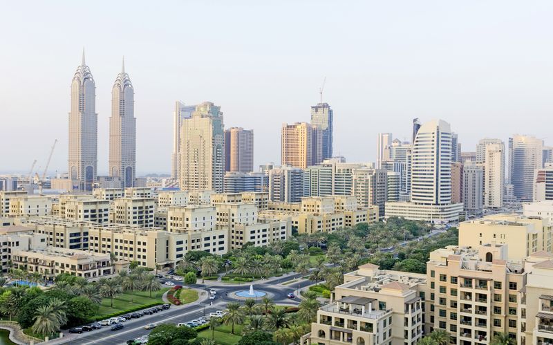 Byggnader i Al Barsha-området i Dubai, Förenade Arabemiraten.