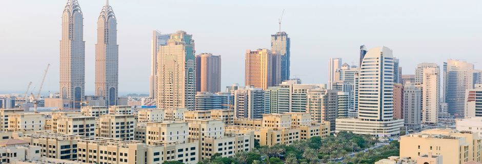 Byggnader i Al Barsha-området i Dubai, Förenade Arabemiraten.