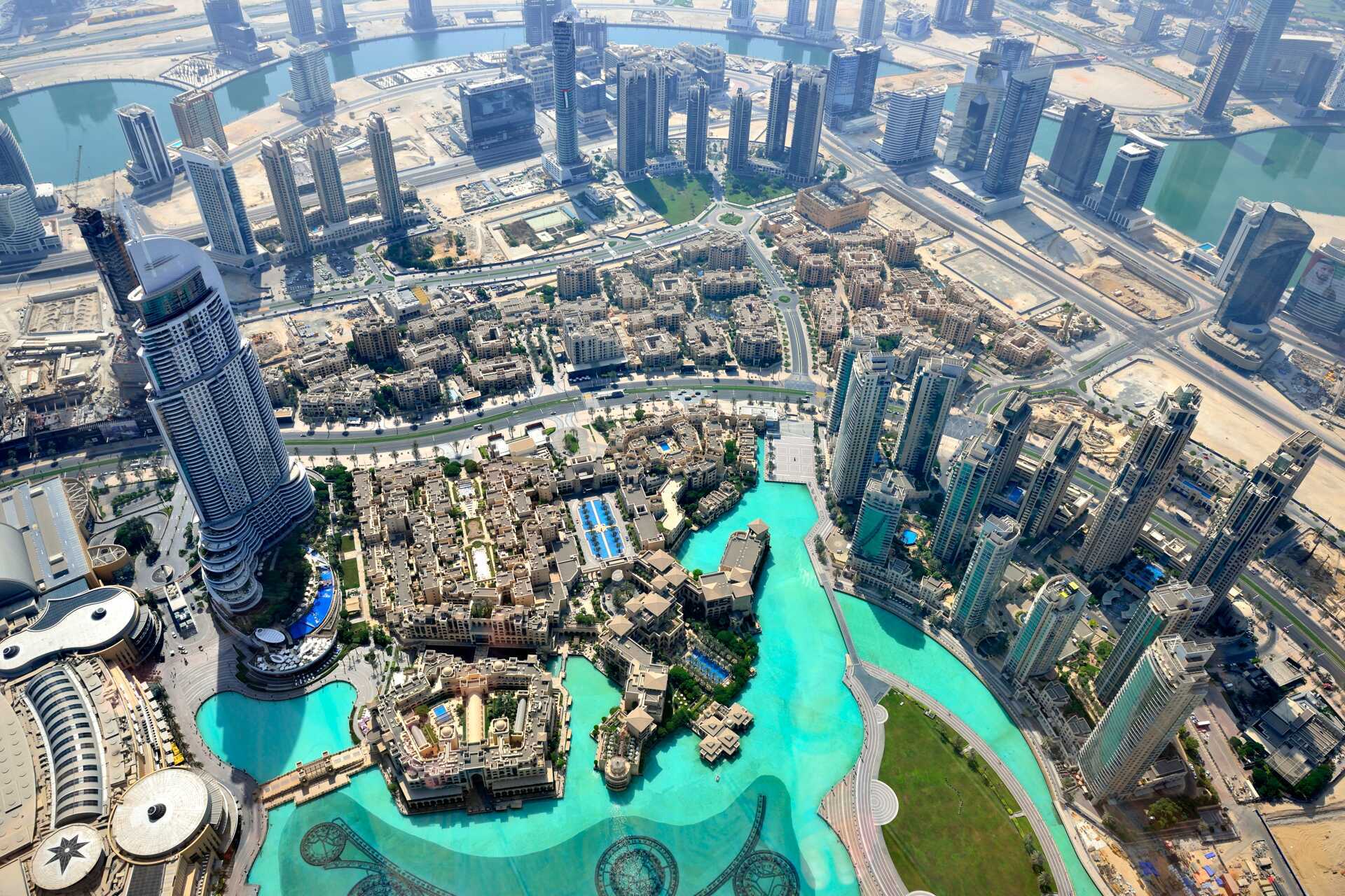 Utsikt över Dubai från Burj Khalifa, Förenade Arabemiraten.