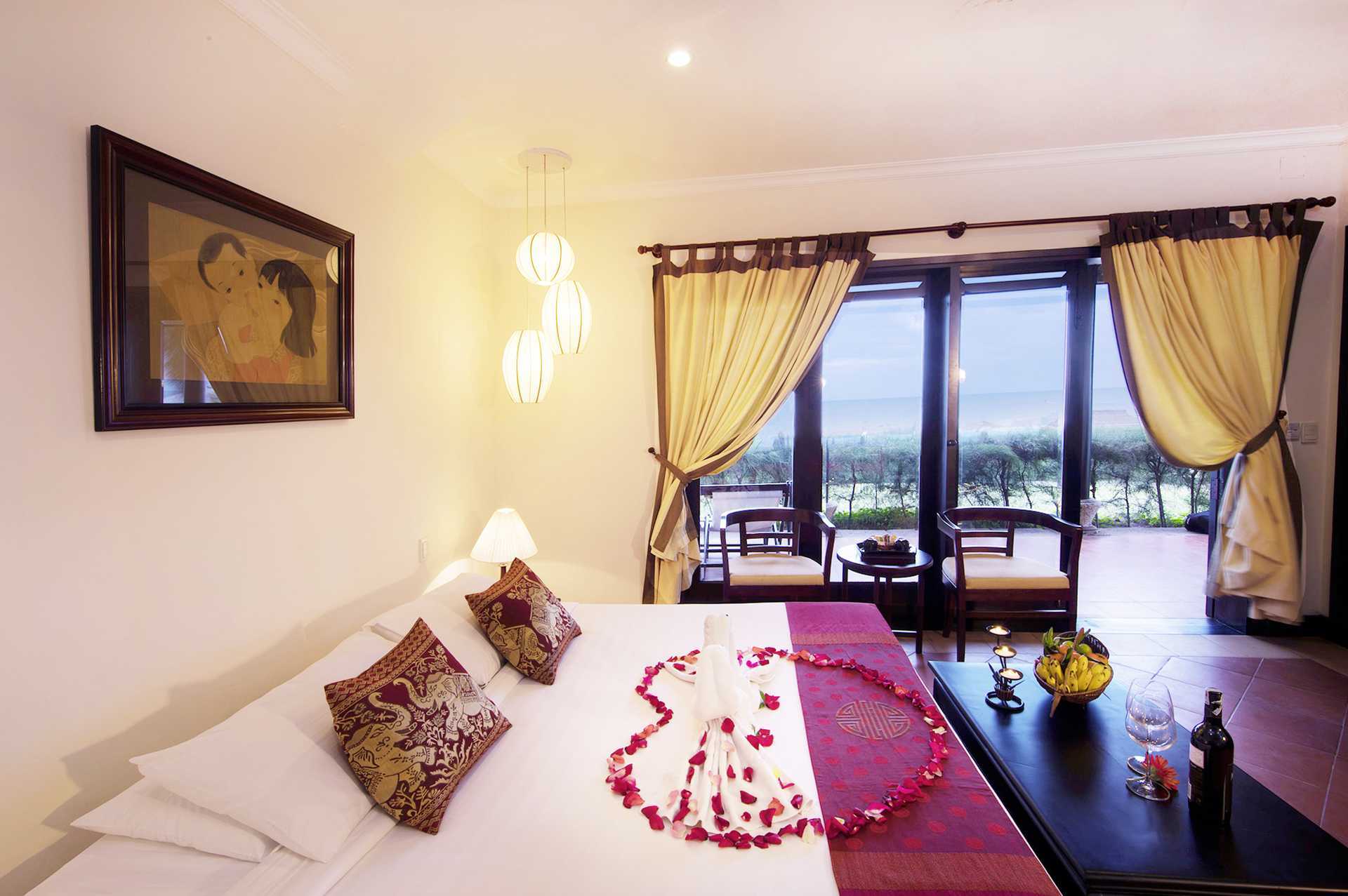 Dubbelrum i bungalow på hotell Seahorse Resort & Spa i Phan Thiet, Vietnam.
