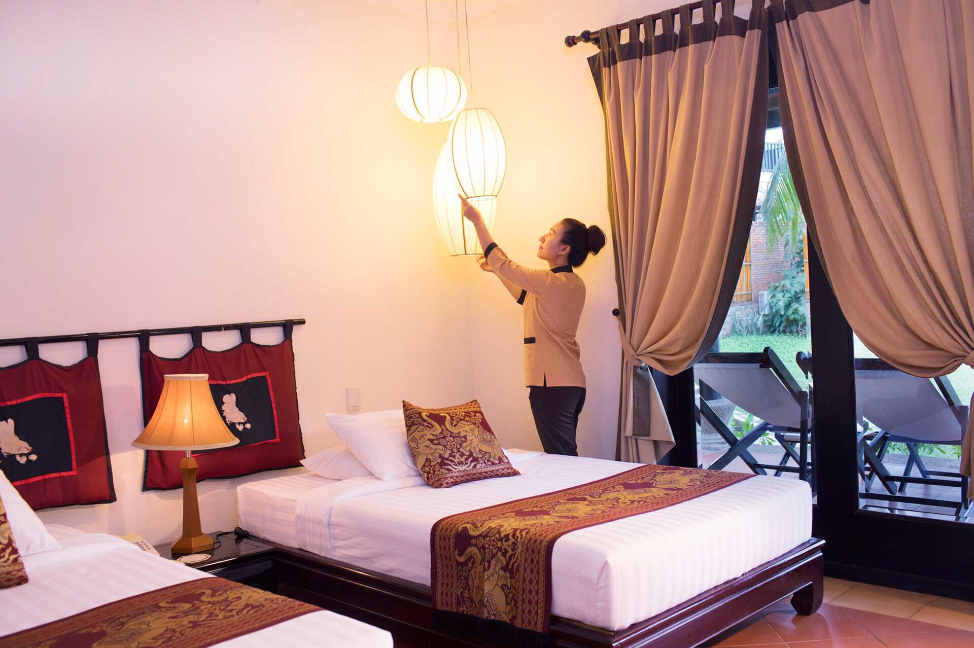 Dubbelrum i bungalow på hotell Seahorse Resort & Spa i Phan Thiet, Vietnam.