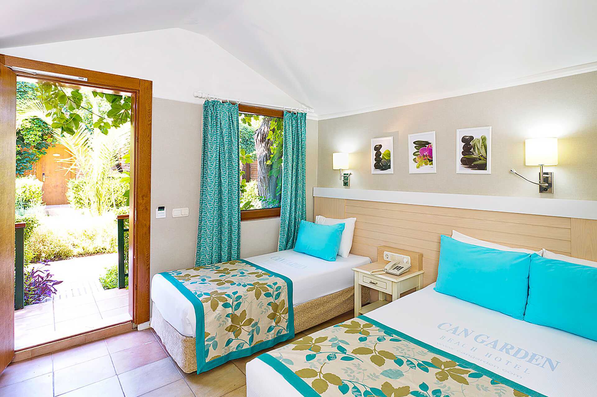 Dubbelrum på hotell Can Garden Beach i Side, Turkiet.