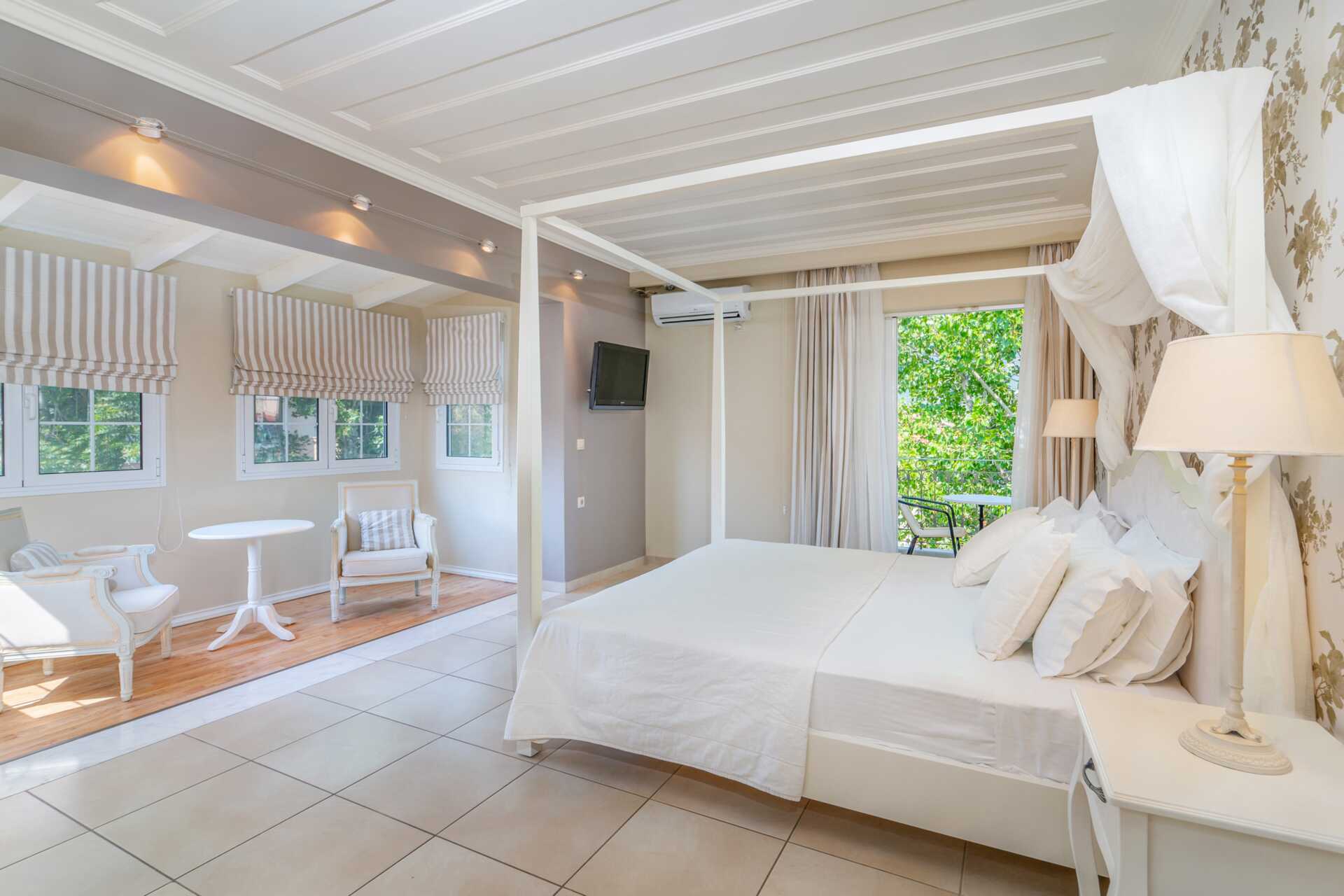 Dubbelrum på hotell Orion på Lefkas, Grekland.