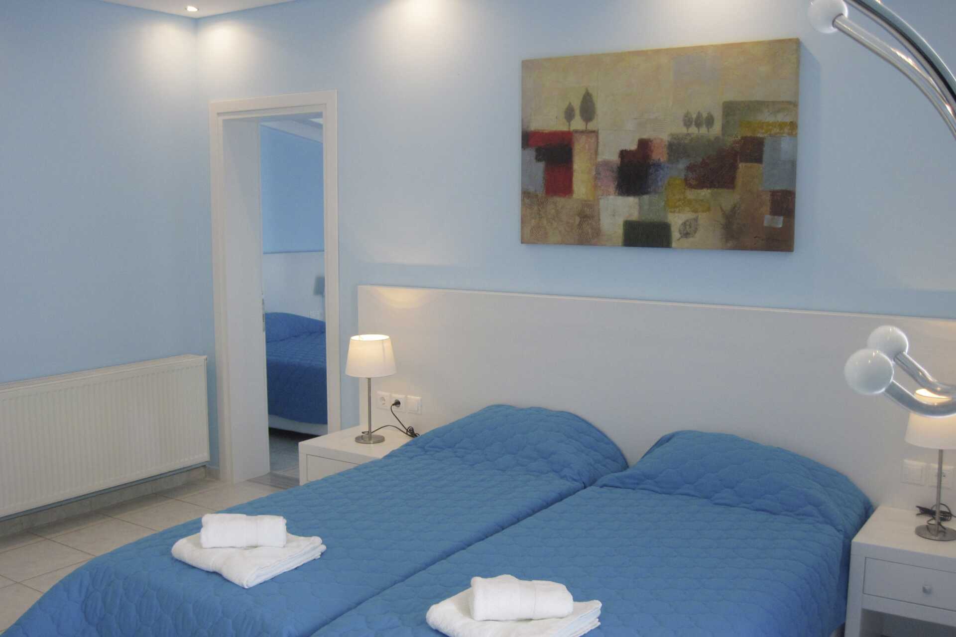 Tvårumslägenhet på hotell Elias i Megali Ammos på Skiathos, Grekland.