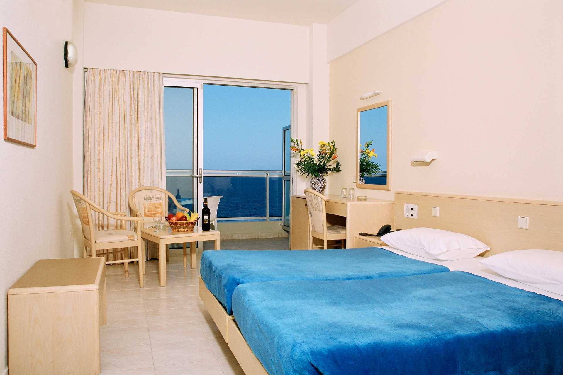 Enkelrum på hotell Riviera i Rhodos stad, Grekland.