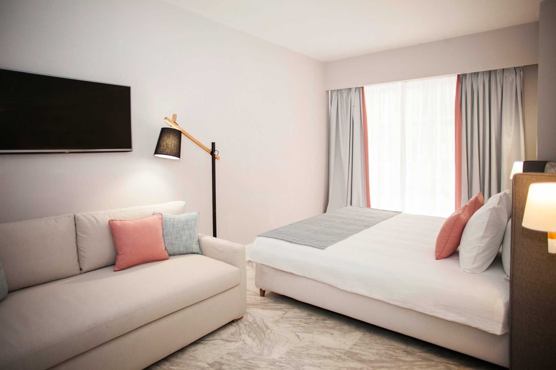 Enrumslägenhet på hotell Aquarius i Rethymnon, Kreta.