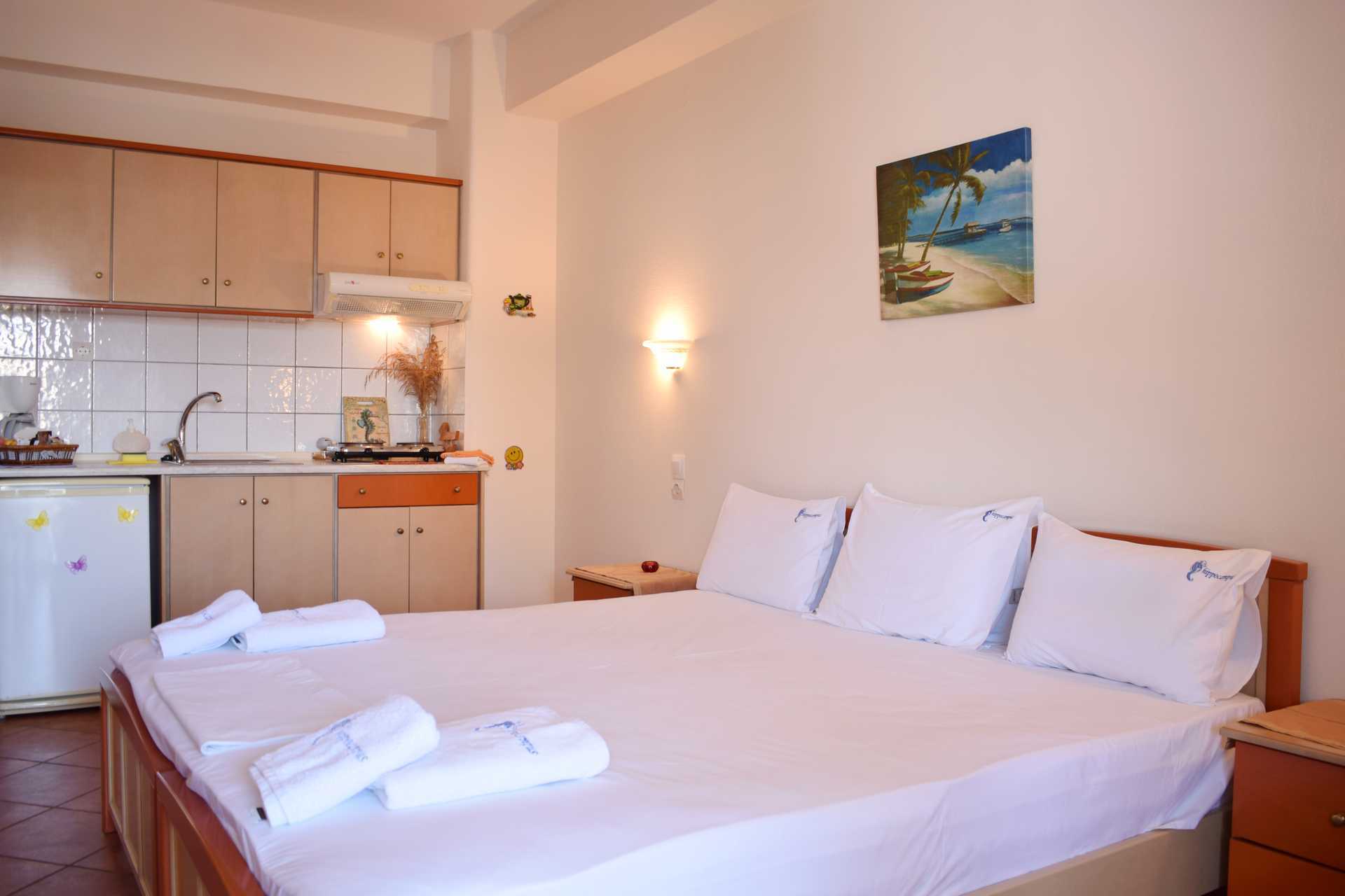 Enrumslägenhet på hotell Hippocampus på Alonissos, Grekland.