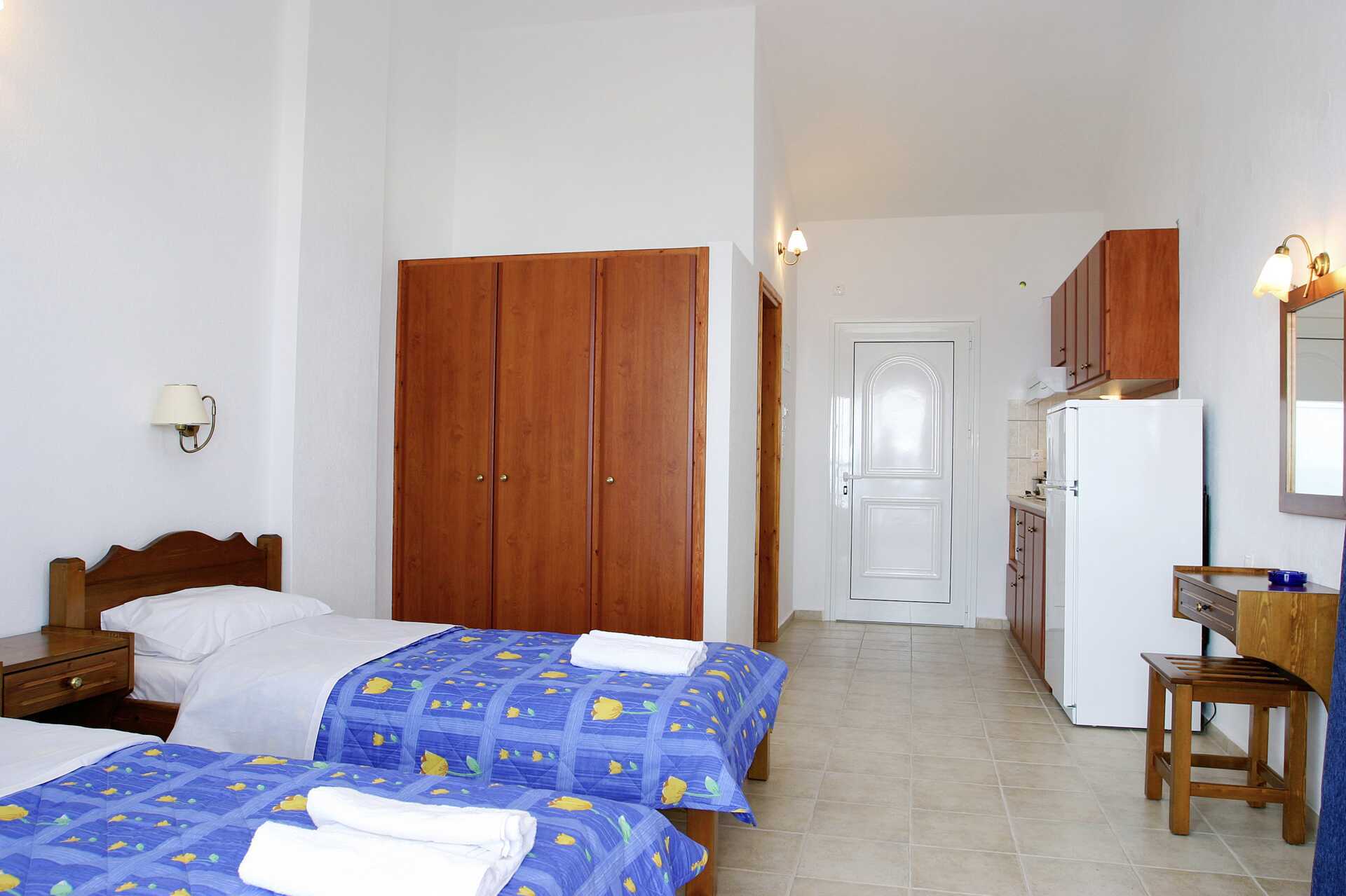 Enrumslägenhet på hotell Palmyra Studios på Skiathos.
