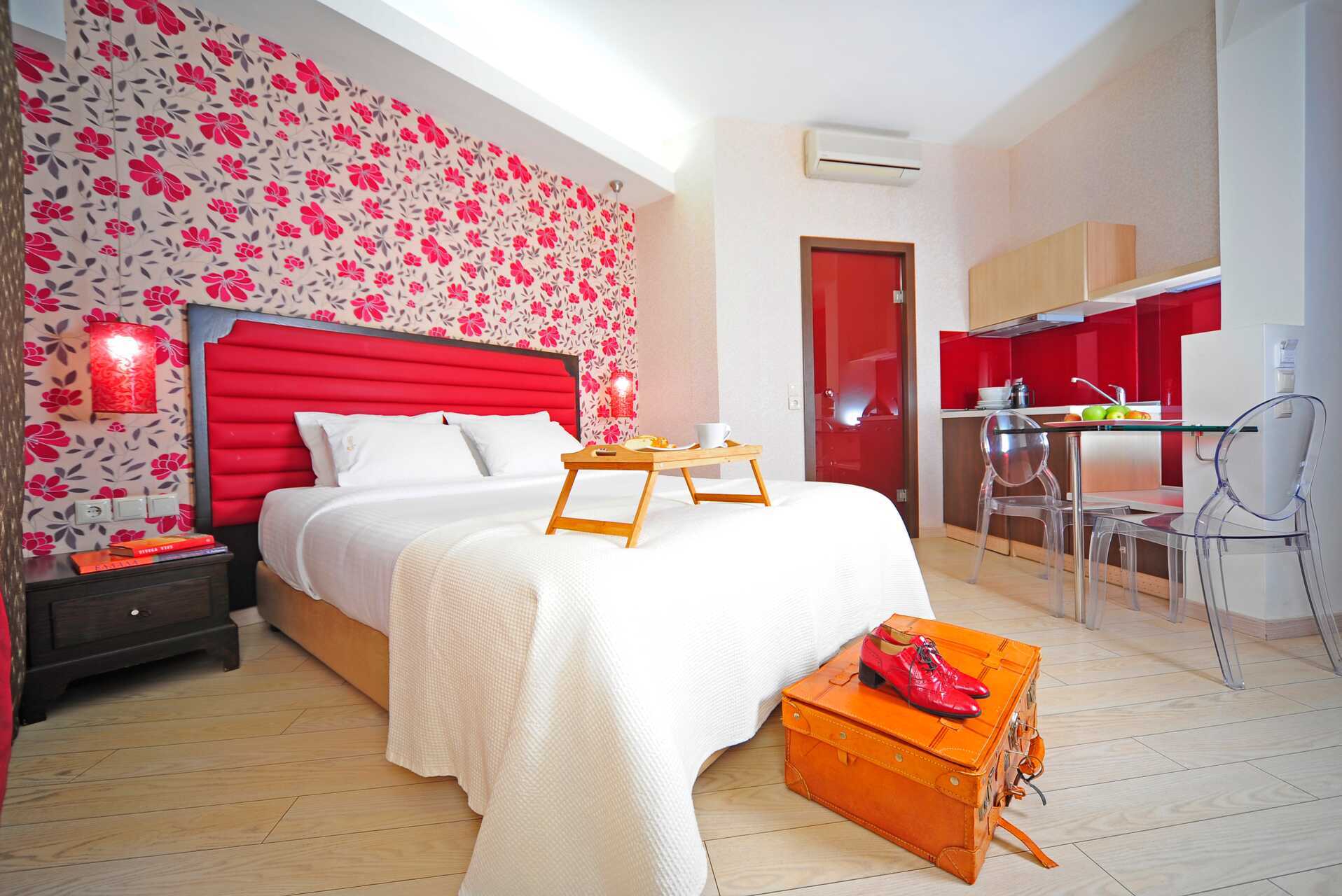 Enrumslägenhet på hotell Steris i Rethymnon stad på Kreta, Grekland.