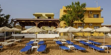 Stranden på hotell Faros i Kato Stalos, Kreta.