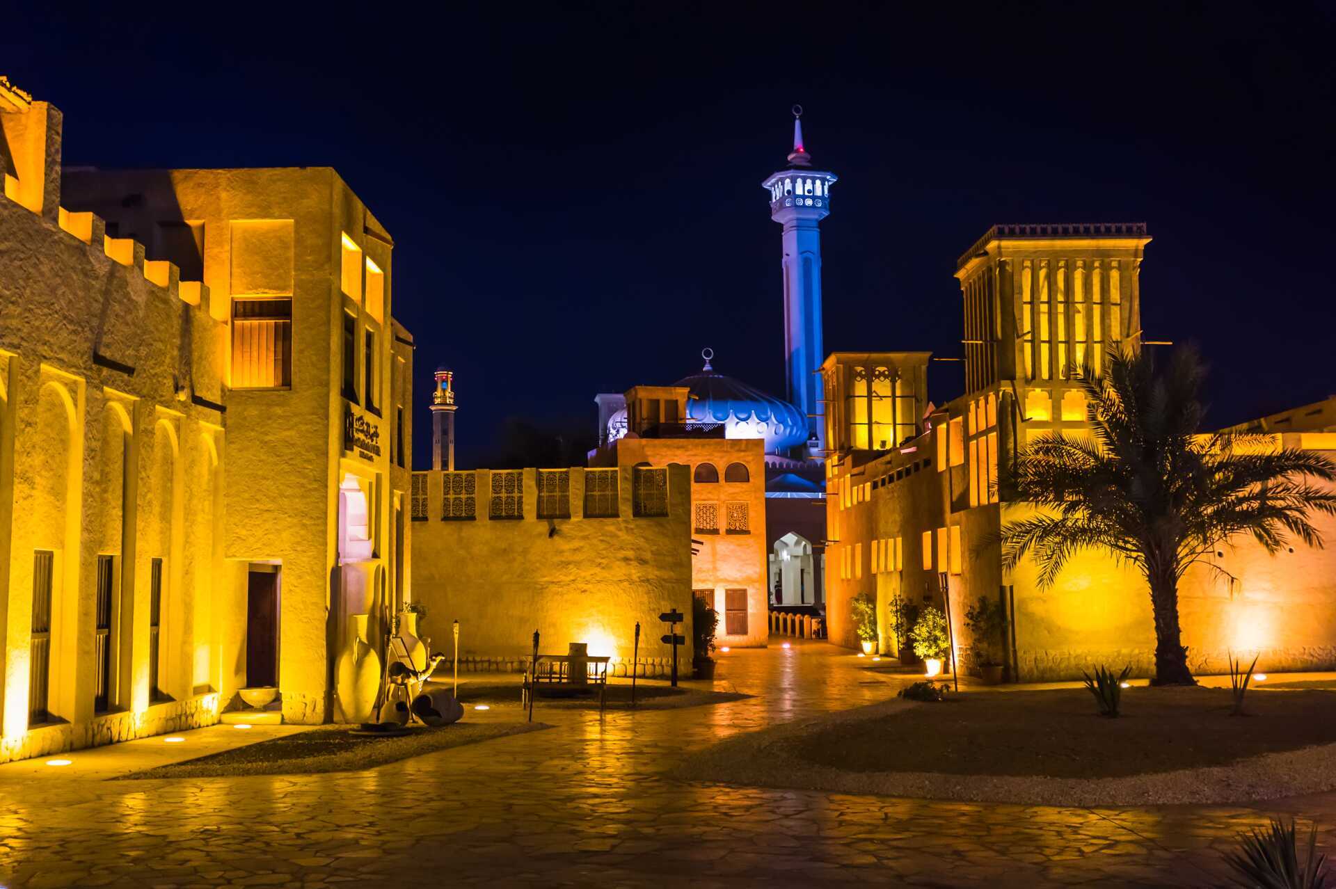 Det historiska distriktet Al Bastakiya i Dubai, Förenade Arabemiraten.