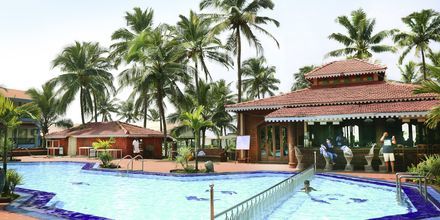 Poolområdet vid hotell Goan Heritage i Norra Goa, Indien.