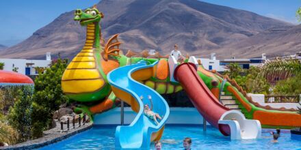 Vattenrutschkanor på hotell Gran Castillo Tagoro Family & Fun på Lanzarote, Spanien.