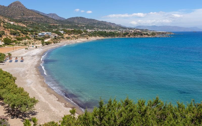 Stranden i Koutsounari på Kreta i Grekland.