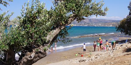 Stranden vid hotell Kiani Beach Resort i Kalives på Kreta, Grekland.
