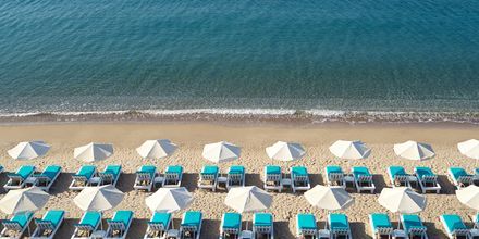 Stranden vid hotell Kouros Seasight i Pythagorion på Samos, Grekland.