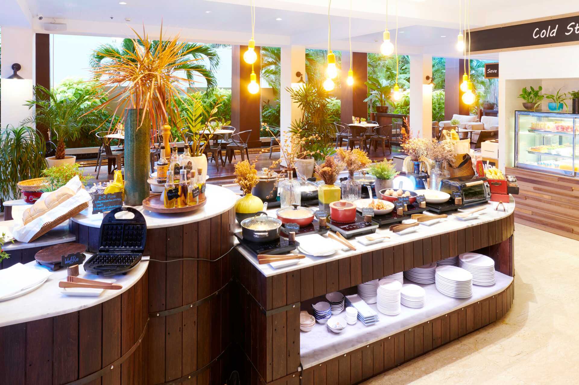 Bufférestaurang på hotell Loligo Resort Hua Hin i Thailand.