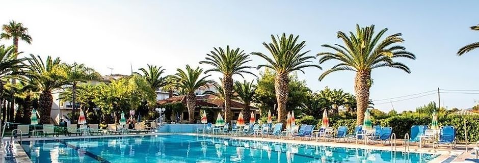 Poolområde på hotell Margarita på Zakynthos, i Grekland.