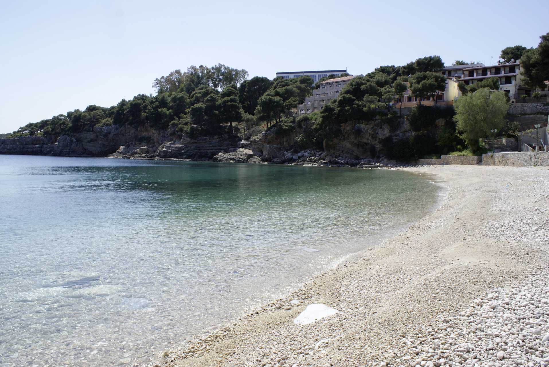 Stranden nedanför hotell Marilena på Alonissos, Grekland.