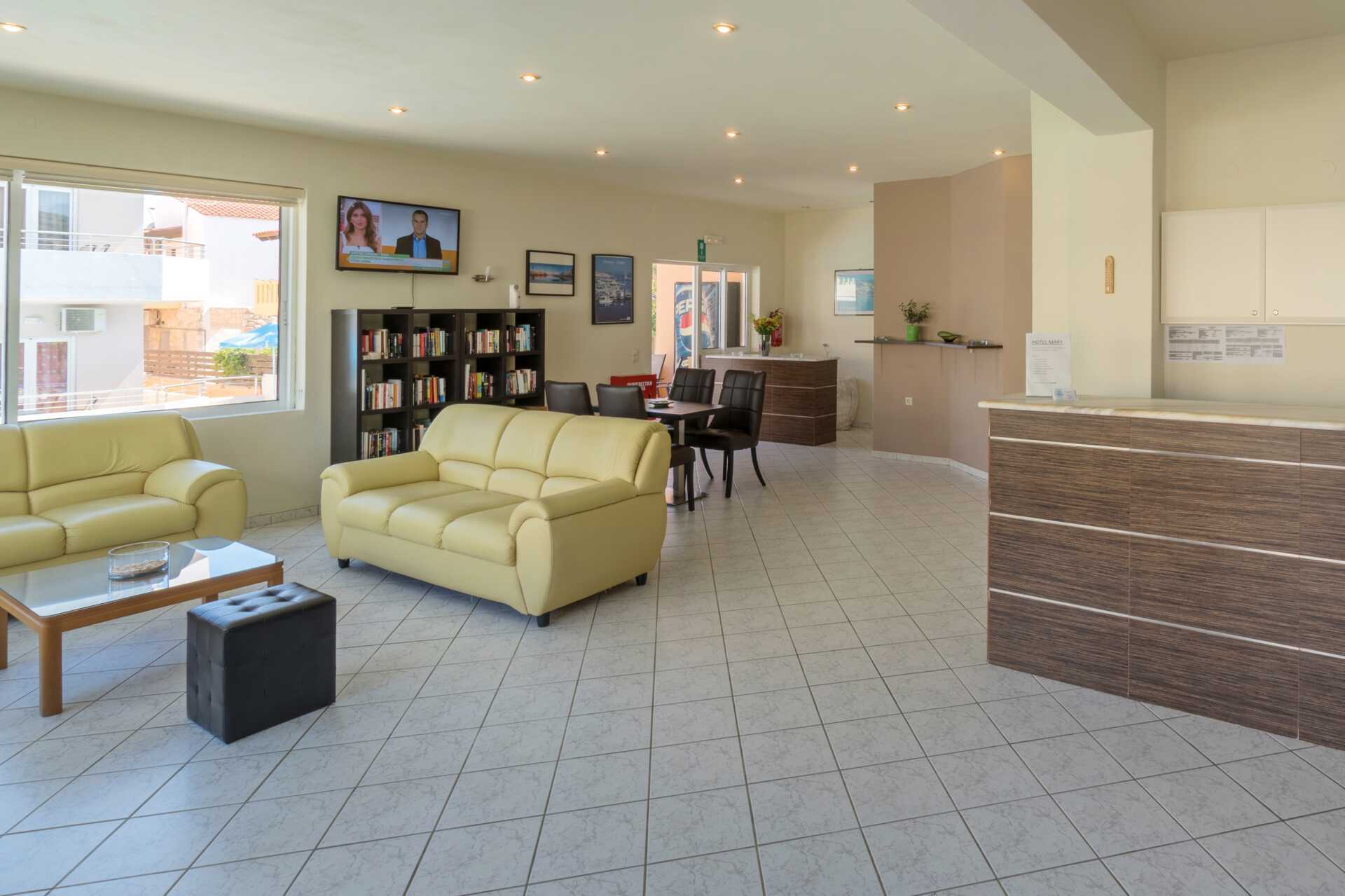 Reception på hotell Mary Kreta.