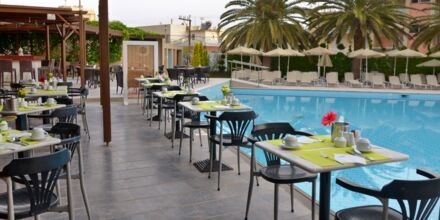 Restaurang på hotell Minos i Rethymnon, Kreta.