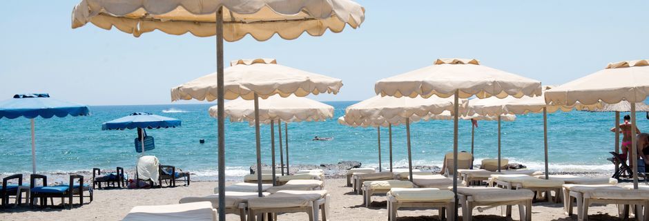 Stranden vid hotell Nikolas i Lardos på Rhodos, Grekland.