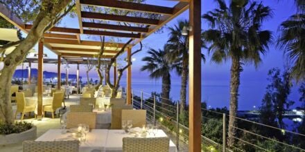 Restaurant på hotell Panorama i Kato Stalos på Kreta, Grekland.