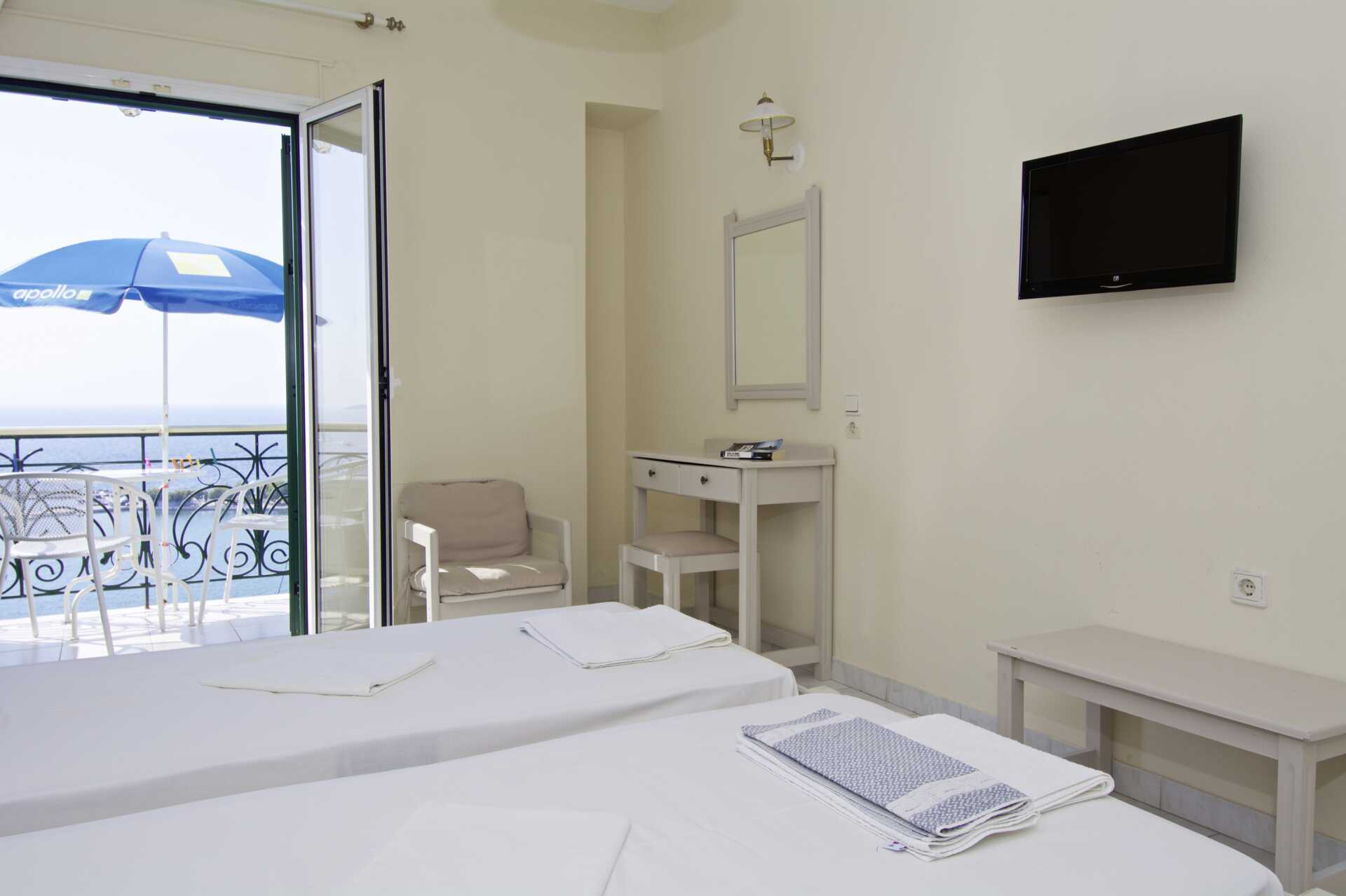 Enrumslägenhet på hotell Panorama på Samos, Grekland.