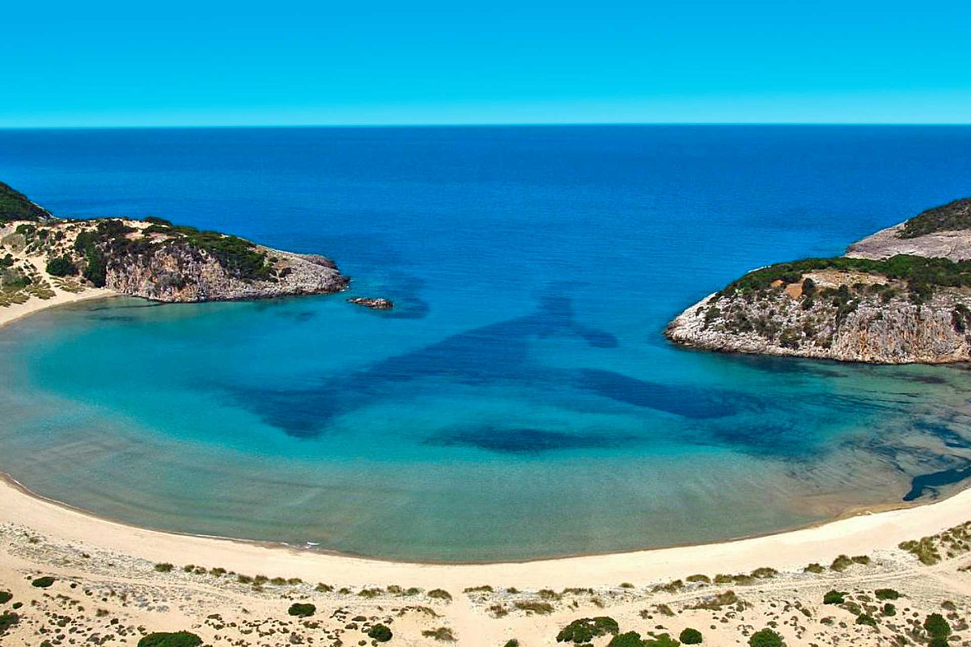 Stranden Voidokilia i närheten av Costa Navarino och Gialova