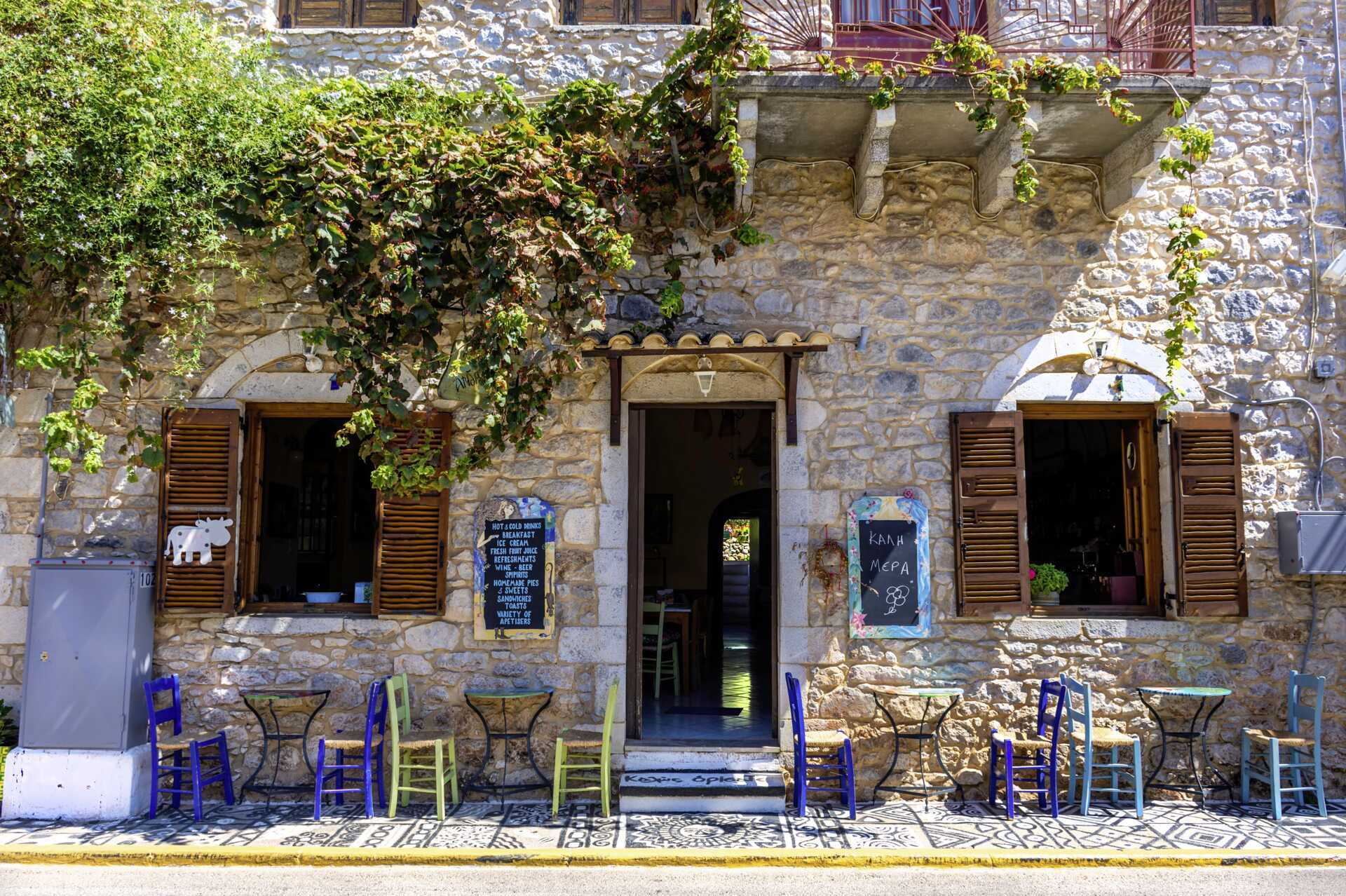 Restaurang på Peloponnesos, Grekland.