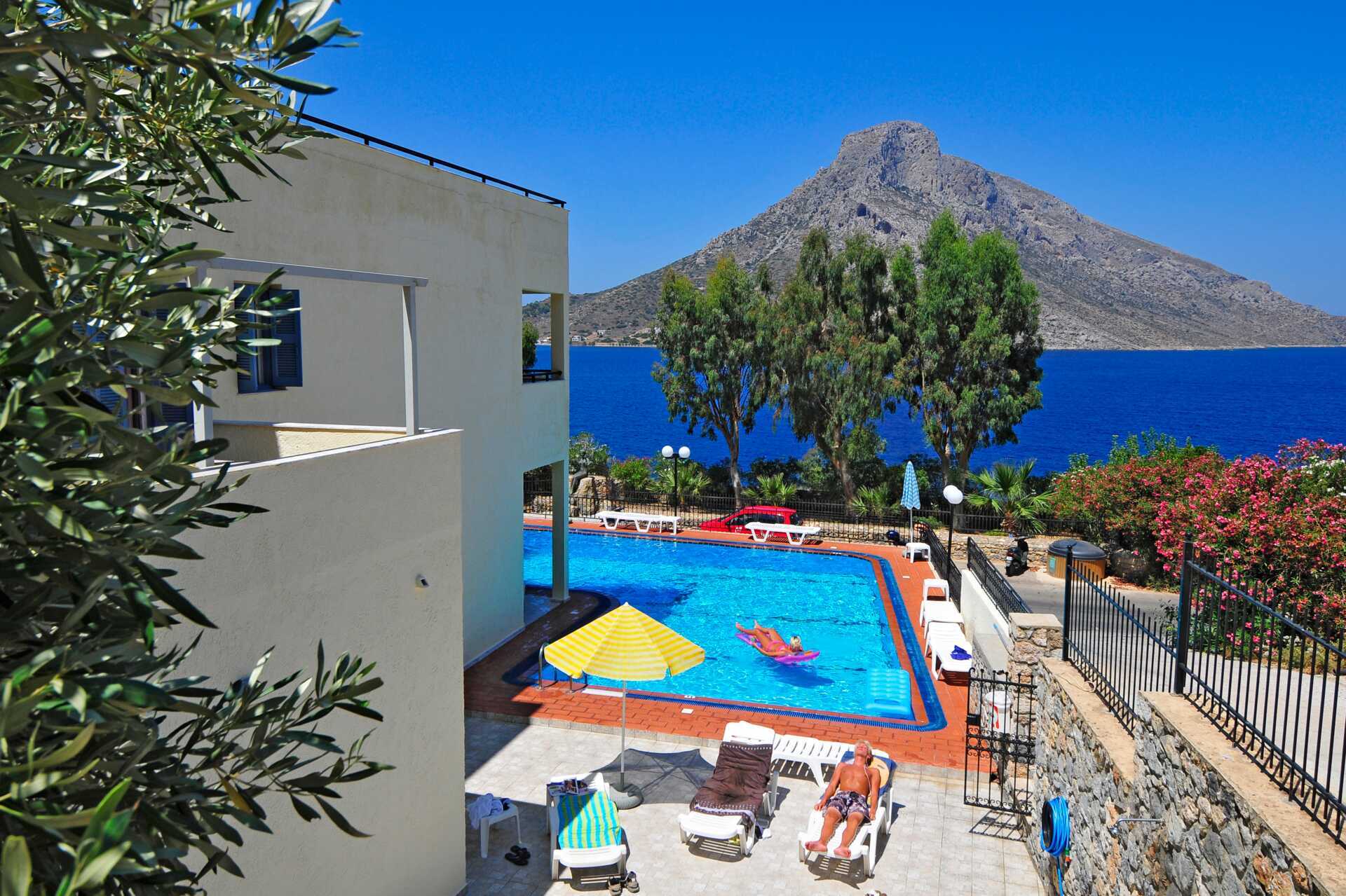 Poolen på hotell Philoxenia i Massouri på Kalymnos, Grekland.