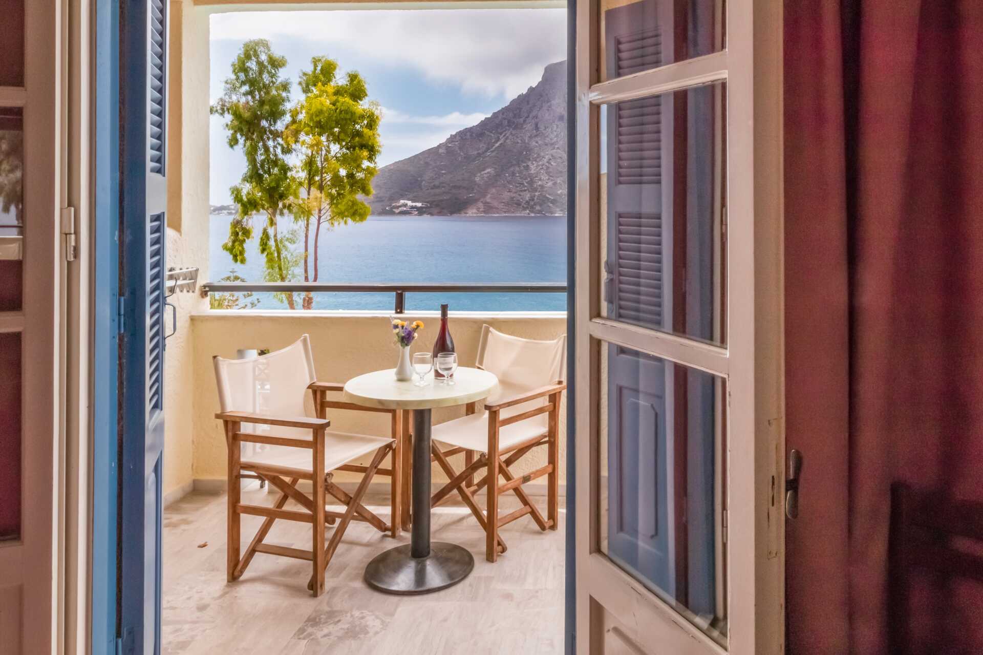Dubbelrum på hotell Philoxenia i Massouri på Kalymnos, Grekland.