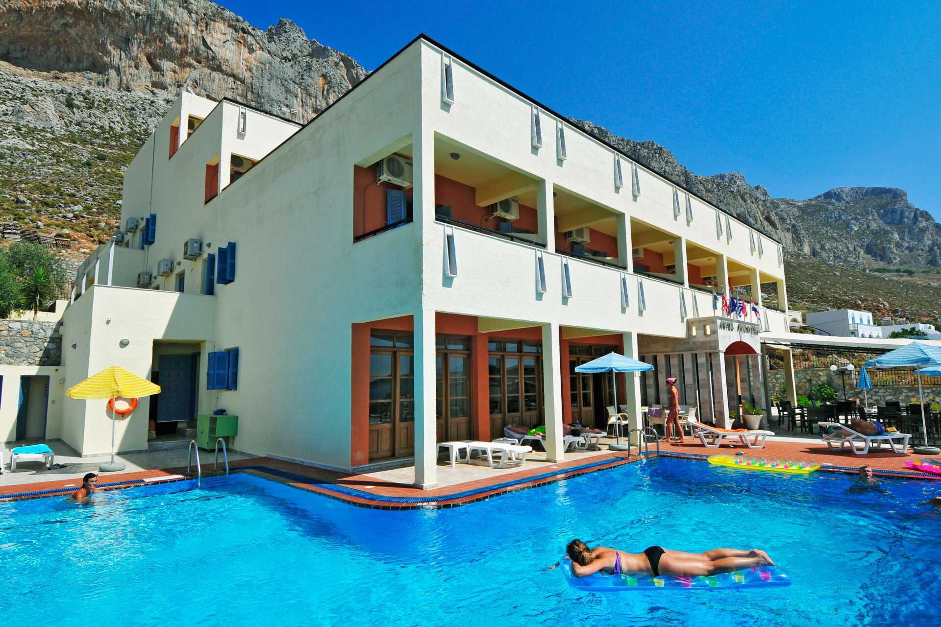 Poolen på hotell Philoxenia i Massouri på Kalymnos, Grekland.